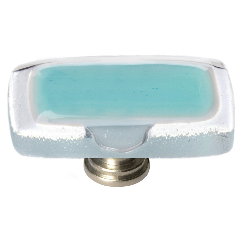 Reflective Rectangular Knob, Polished Chrome, Aqua
