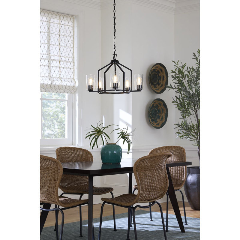 Lustre géométrique à 5 lumières, Noir mat