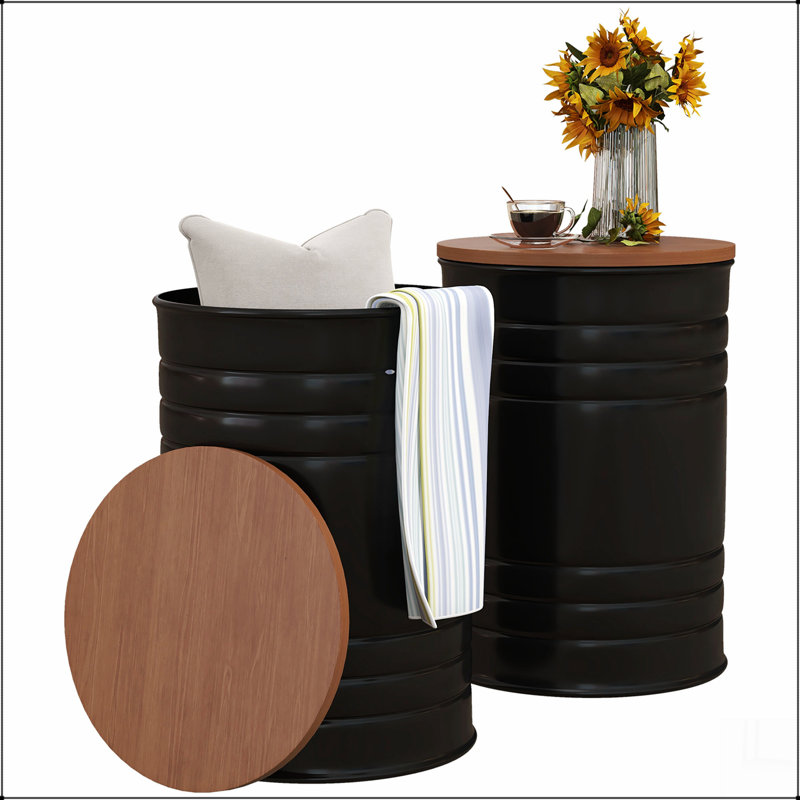 Nesting Storage Ottomans Set of 2 with Lids, Hidden Space