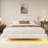 White  Boucle Floating Bed with Light,King-2003143035