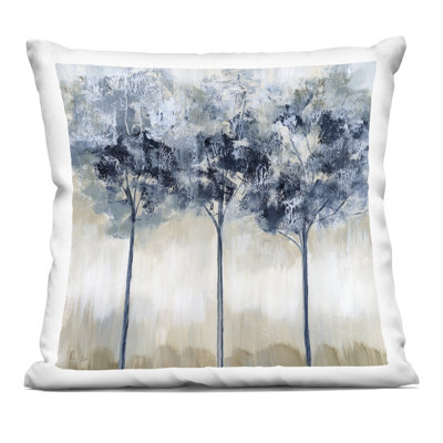 Muted Tree Trio Abstract Decorative Printed Throw Pillow, design by Nan