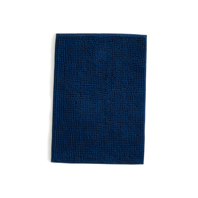 Linenspa Chenille Bath Mat, 17X24, Navy