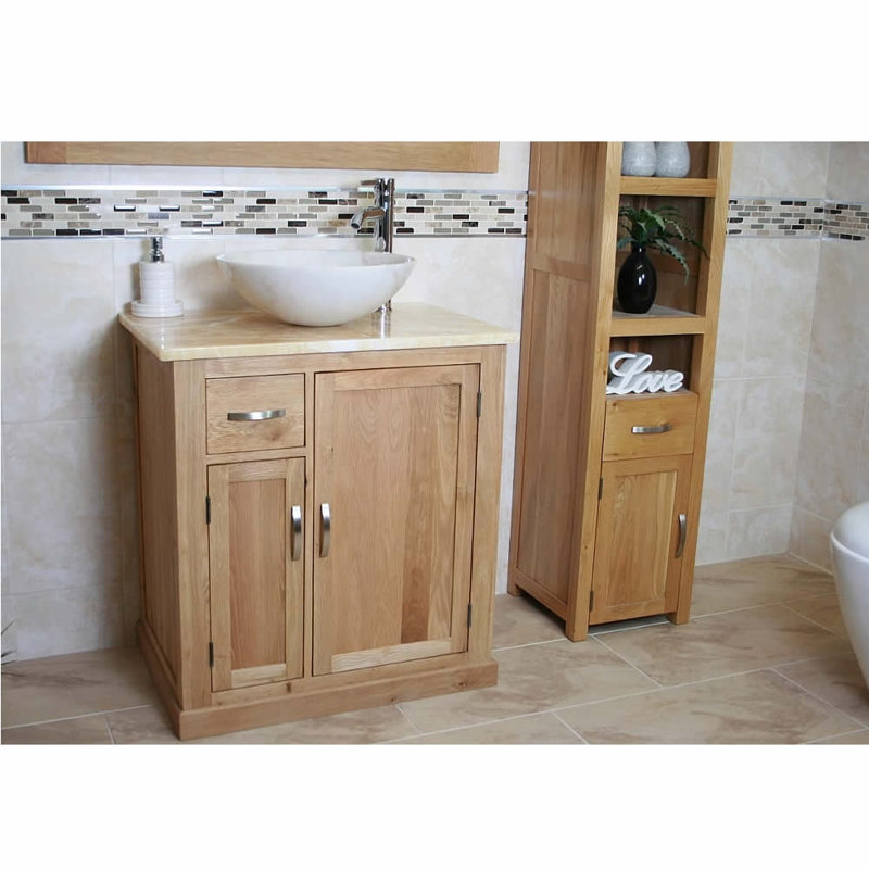 Deherrera 750mm Single Bathroom Vanity with Vessel Stone Basin