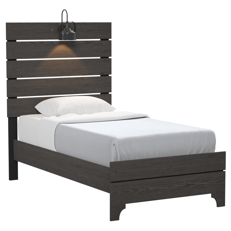 Ruggera Farmhouse Bed with Integrated Reading Lights, Twin