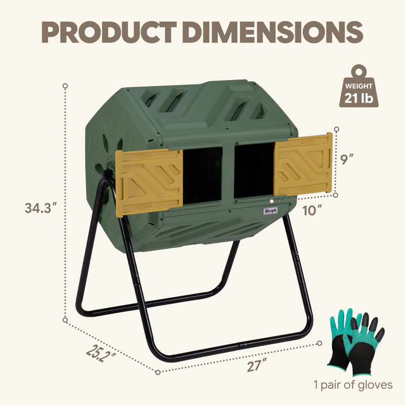 Bac à compost à deux chambres de 43 gallons Werph, Vert