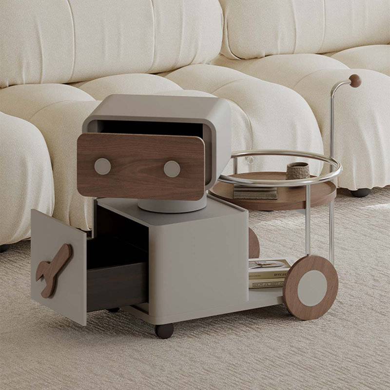 Modern Creative White Robot Multifunctional Rotating Movable Side Table