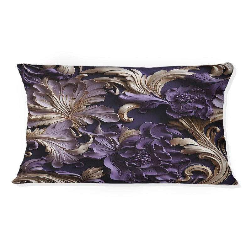 Deep Purple Glamorous Majesty - Paisley Printed Throw Pillow