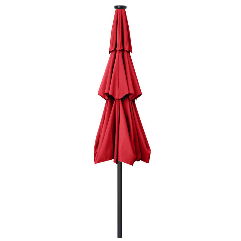 Parasol de marché éclairé Caerphilly, Rouge, 106.3" W x  106.3" D