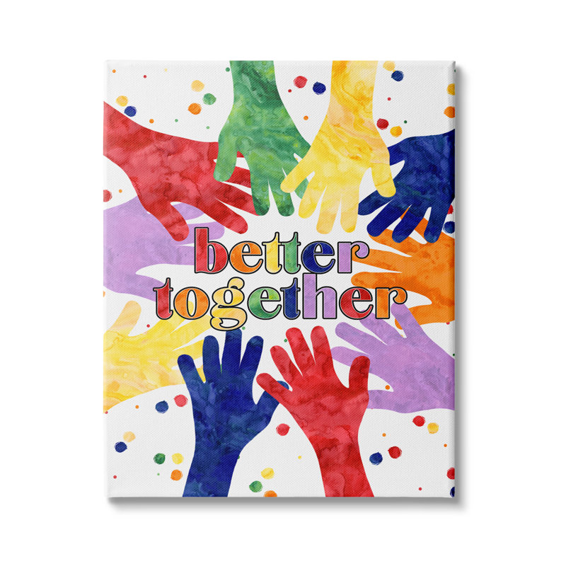 «Better Together», expression artistique pour enfants, Toile tendue, H 40 po x l 30 po x P 1,5 po