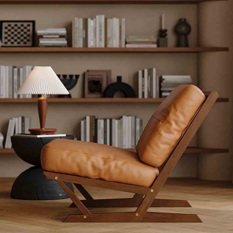 Vintage Single Leisure Chair with Unique Design., Brown/Orange
