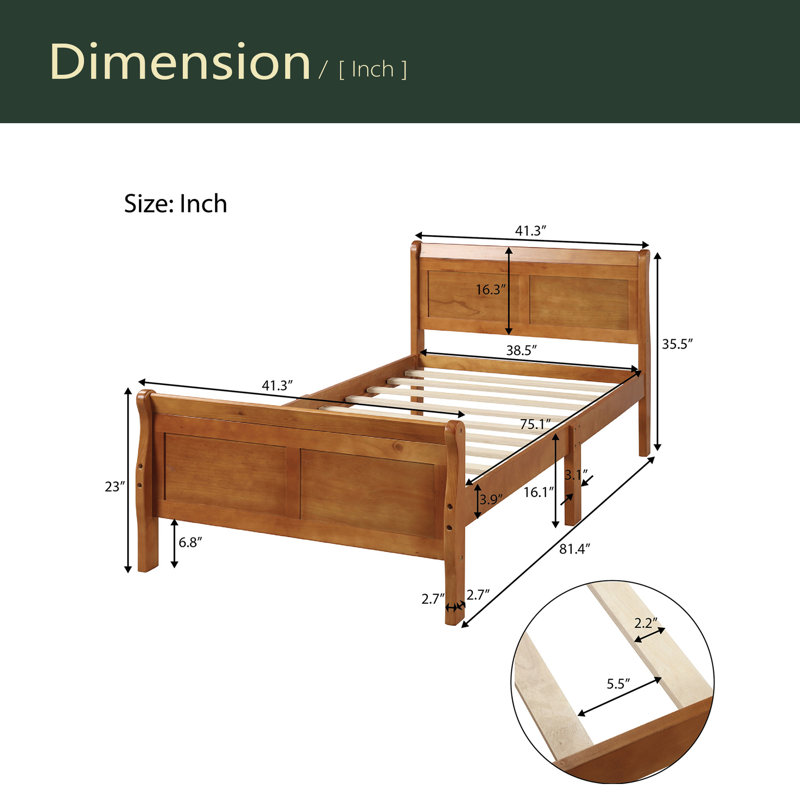 Lit plateforme avec base de lit en bois et lit-bateau, Chêne