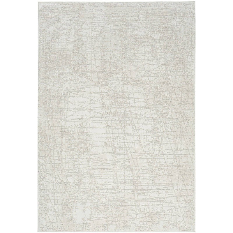 Home Texture Power Loom Polyester Abstract Area Rug in Gray/Ivory