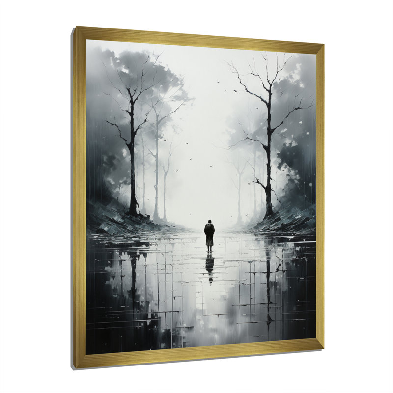 Lavontre " Coastal Minimalism Solitude II ", 20" H x 12" W x 1" D, Gold Picture Framed