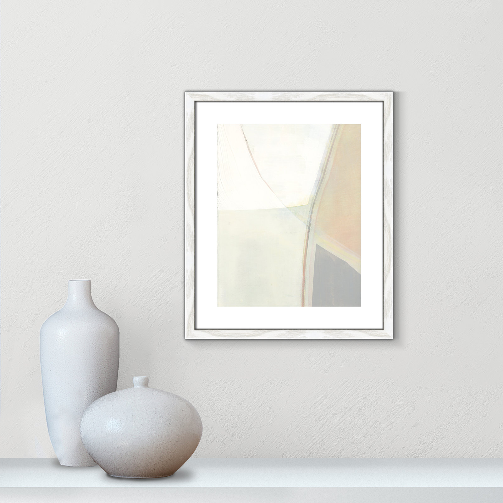 Alexandria "In Neutral II" Painting by Cartissi, 19" H x 16" W x 0.75" D, White Wood Framed Paper