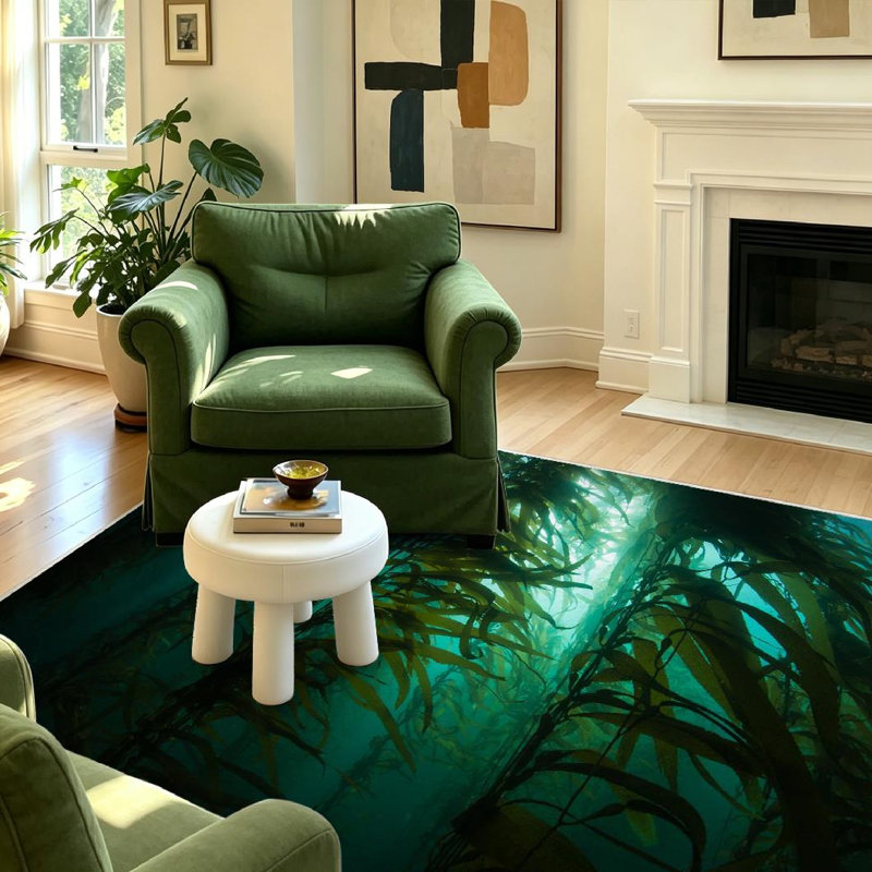 Tapis géant forêt épaisse lavable à la machine Clear, Rectangle 55 po x 79 po