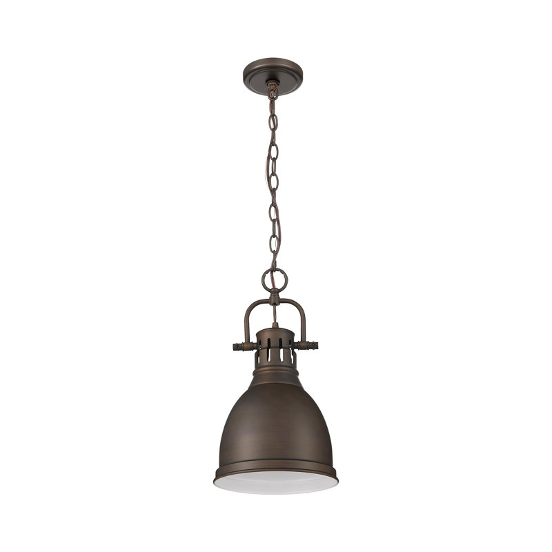 Luminaire suspendu unique à 1 lumière Alethia sans accents de matériau secondaire ou d'accent, Bronze huilé, Bronze huilé