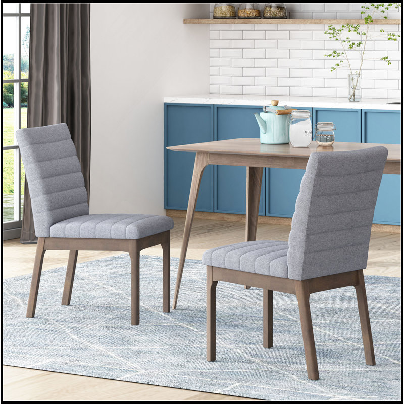 Chaises de salle à manger rembourrées avec pieds en caoutchouc (ensemble de 2), Gris foncé