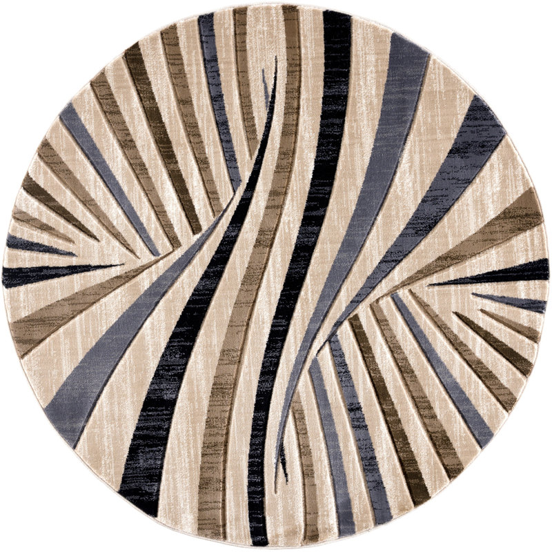 Alexia Collection Geometric Modern & Contemporary Area Rug, 8'1 Round