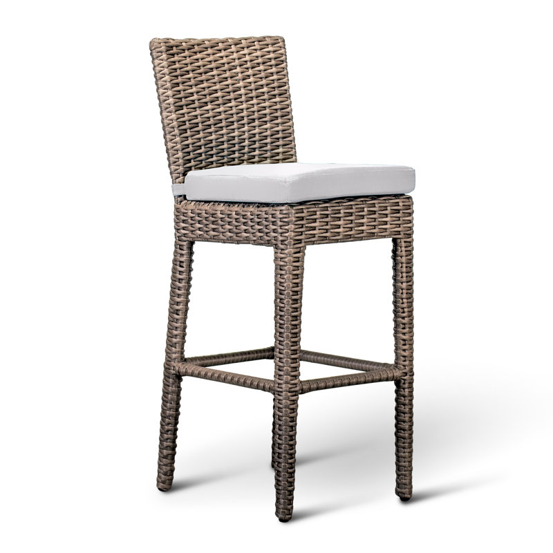 Arden Outdoor Bar Stool, Chestnut, Canvas Natural Sunbrella® Canvas, 28.75"