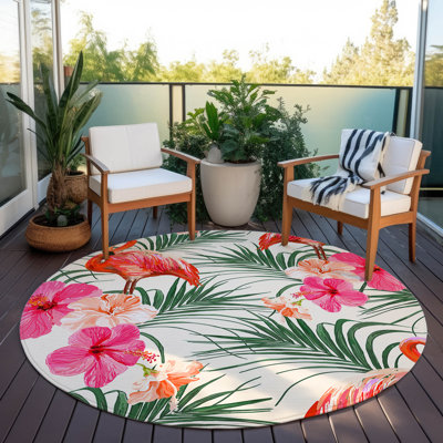 Tapis intérieur / extérieur beige en polyester tissé à la machine Braggs