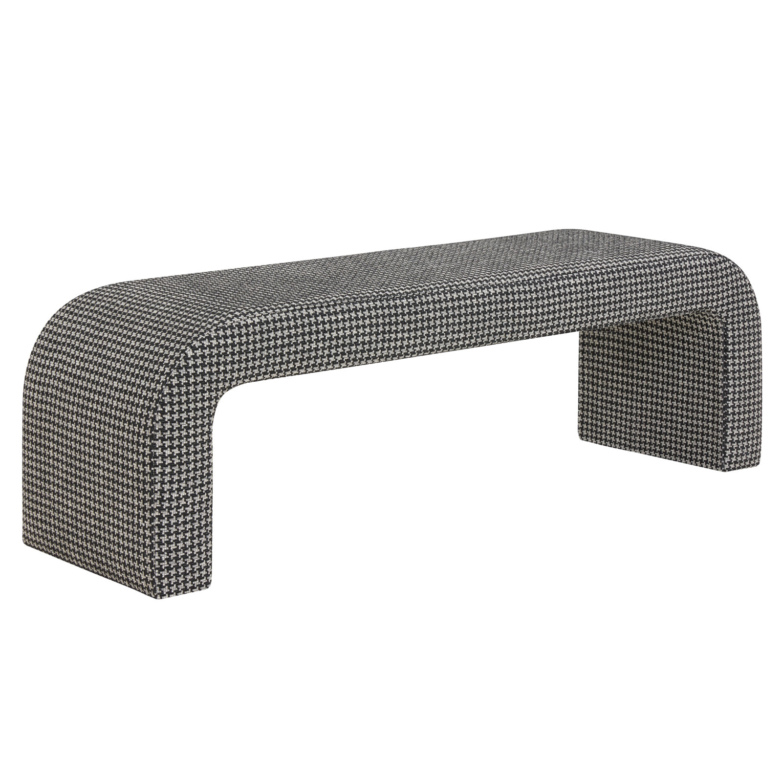 Daine 62" Linen Bedroom Bench, Black/White Houndstooth