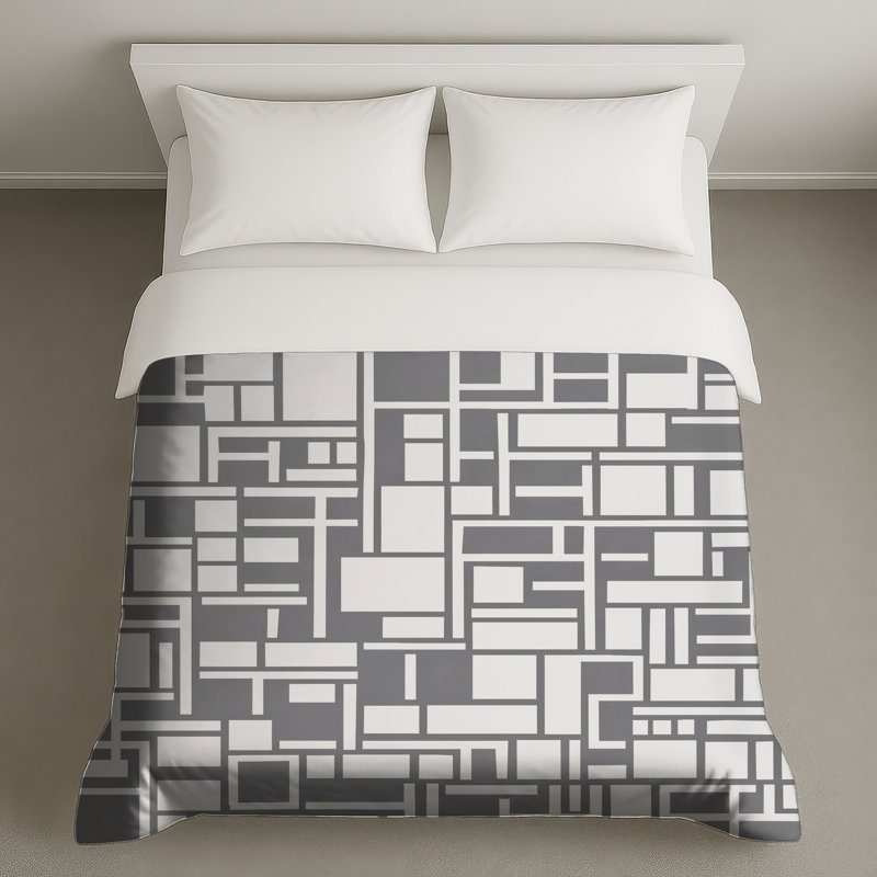 Housses de couette rectangulaires grises et blanches, Queen