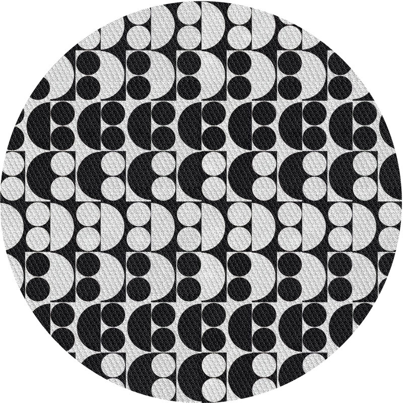 Renard Non disponible noir/blanc cassé Tapis décoratif, Rond 3 pi