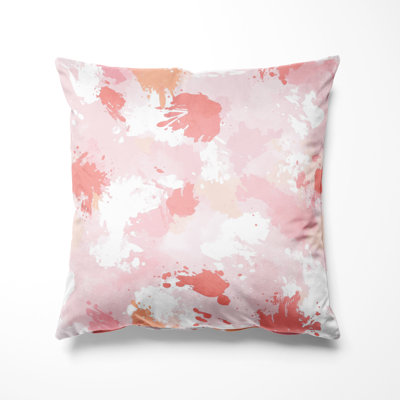 Abstract Decorative Cushion - Modern Pink And White Blush Splash Printed Throw Pillow