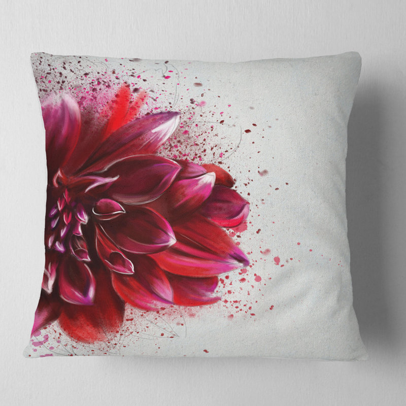 Coussin décoratif imprimé floral rouge foncé, 16 po x 16 po, Carré