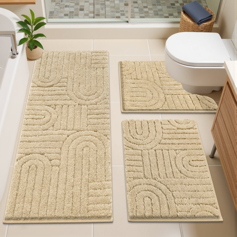 Tapis de bain antidérapants, doux et absorbants, Beige