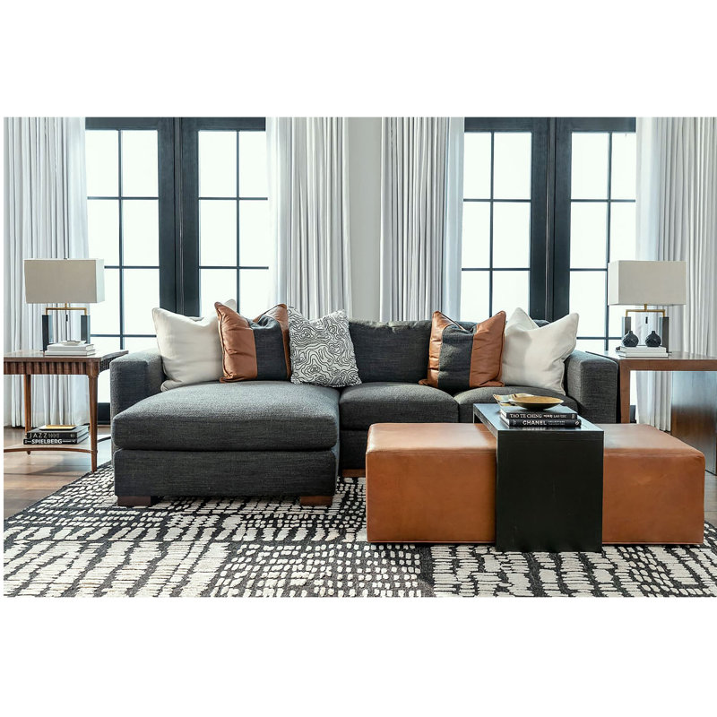 Hand Knotted Wool Geometric Area Rug in Ivory, Rectangle 12'3" x 14'10"