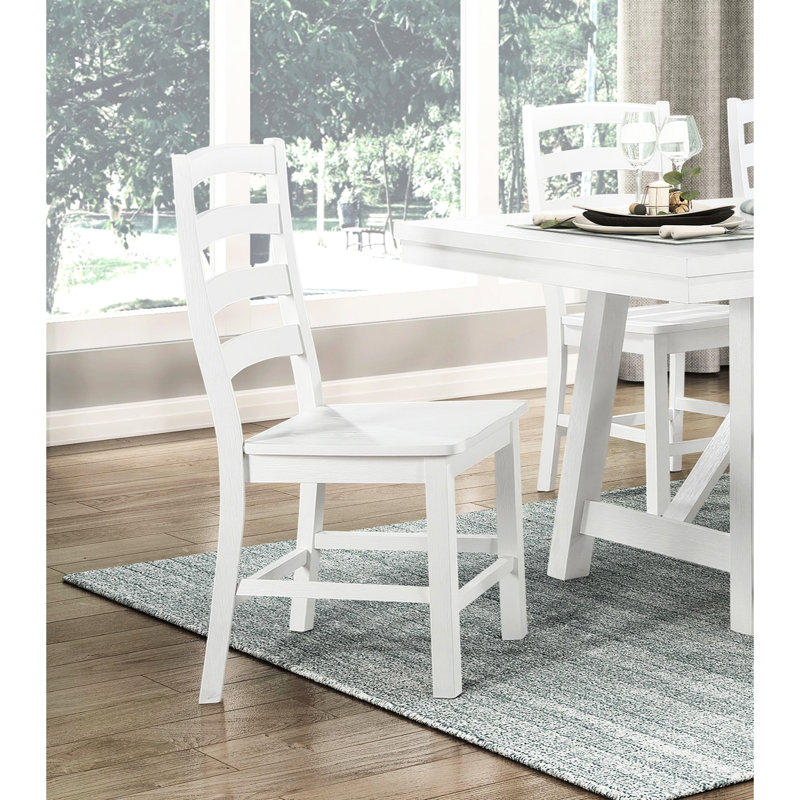 De 2 chaises décontractées en bois blanc, capacité de poids de 250 lb, 2 chaises avec finition blanche