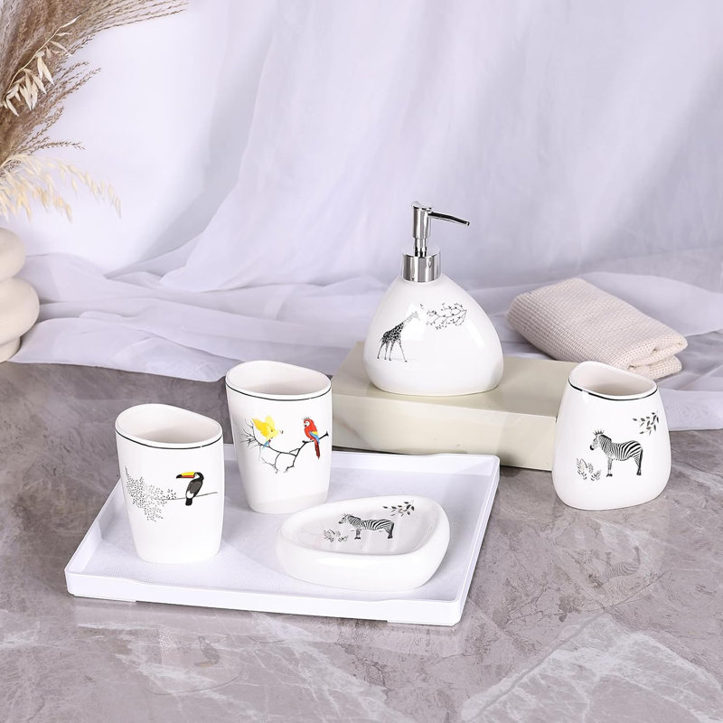 White Bathroom Accessory Set