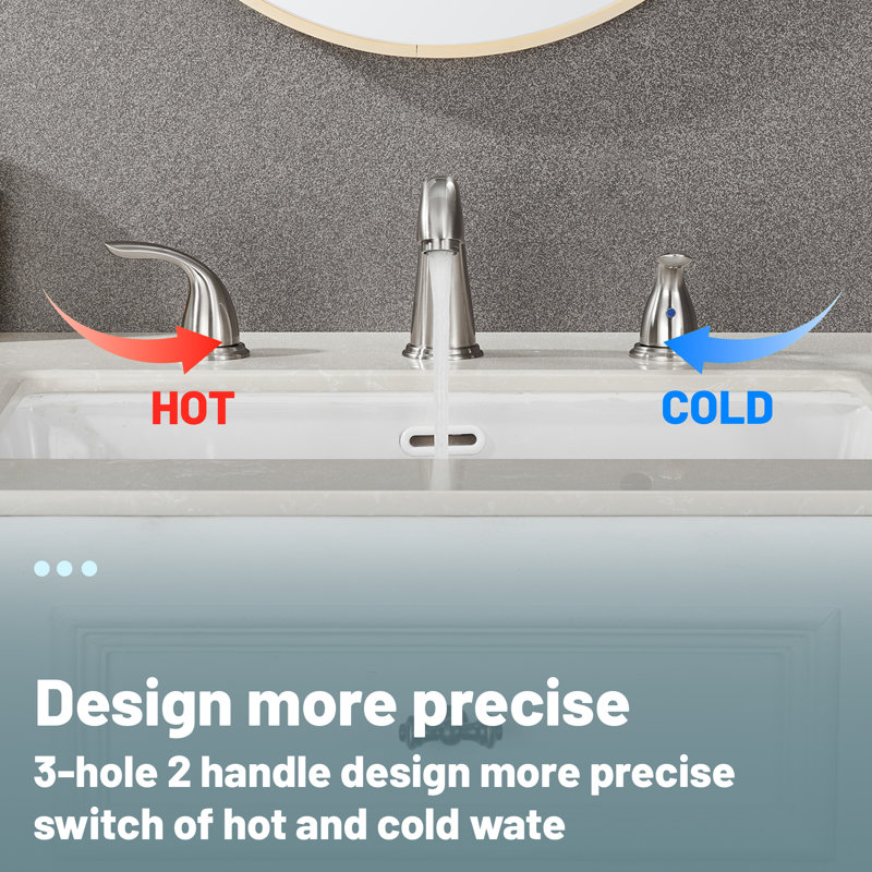 Widespread Faucet 2-handle Bathroom Faucet with Drain 1.2 GPM, Brushed Nickel