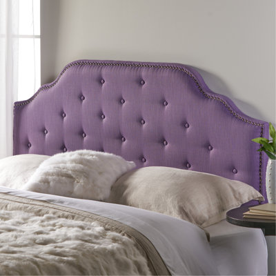 Grande et grande tête de lit mauve, style contemporain avec garniture élégante, rehausse la chambre à coucher, 61,22 po Profondeur x 2,75 po, largeur 51,43 po, tissu mauve pour lit de 19,01 lb, moderne