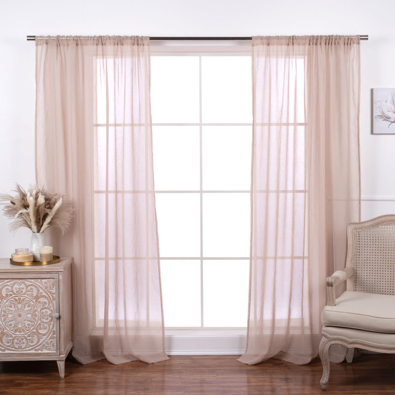 Paire de rideaux transparents avec passe-tringle Walton, Sésame, L 52 po x L 96 po
