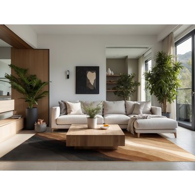 Soft Plush Rodolfo Queenstown Mountains Contemporary Ombre Area Rug in Brown – LightBrown Binding