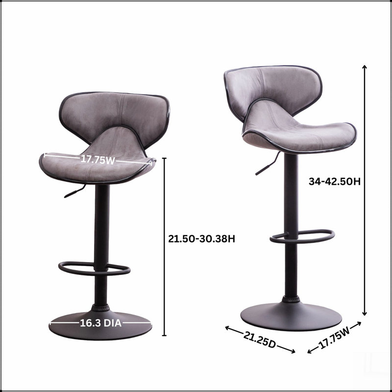Ensemble de 2 tabourets pivotants réglables Masaccio avec base chromée Airlift