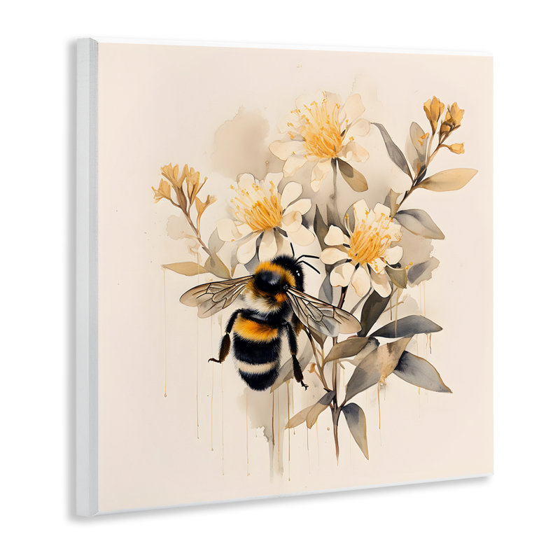"Honeybee with Daisies", art mural par Petal Prints Design