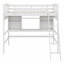 Lit mezzanine avec tablettes de rangement, bureau et échelle-342755752
