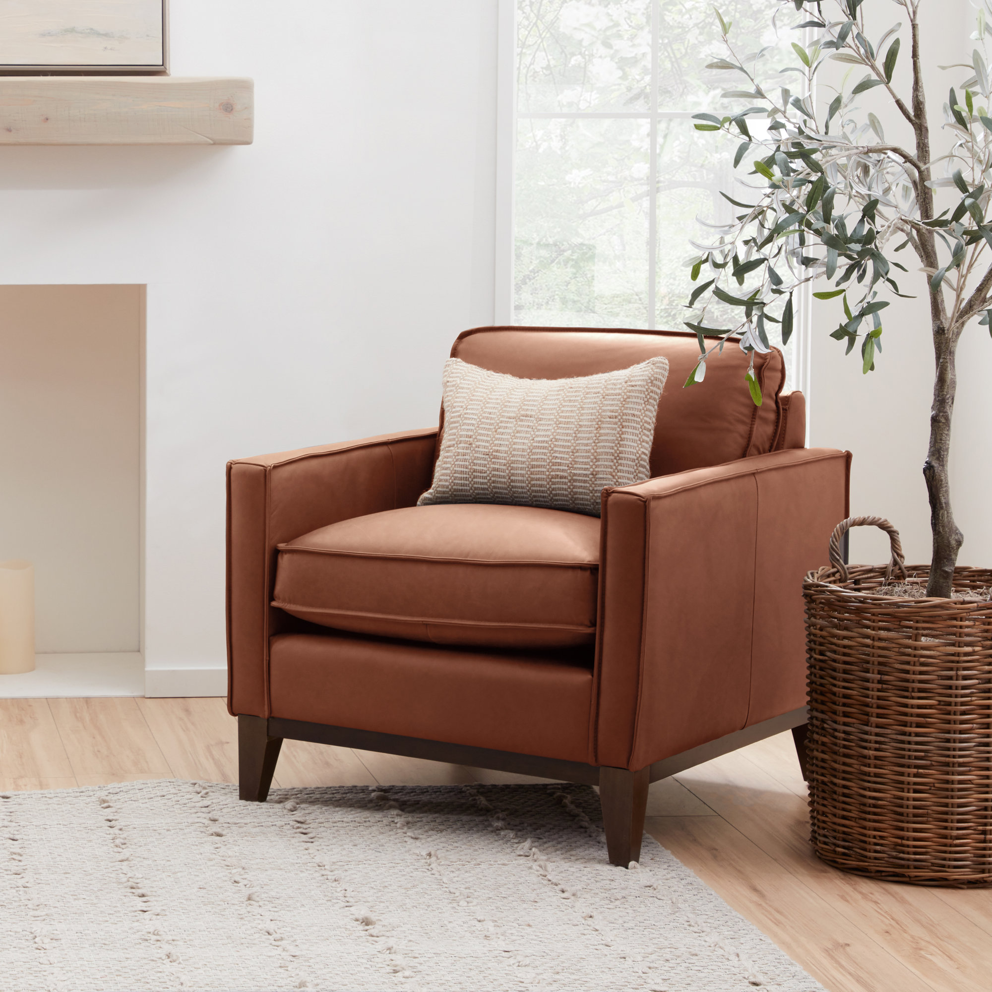 Cascades Genuine Leather Armchair, Mocha Genuine Leather