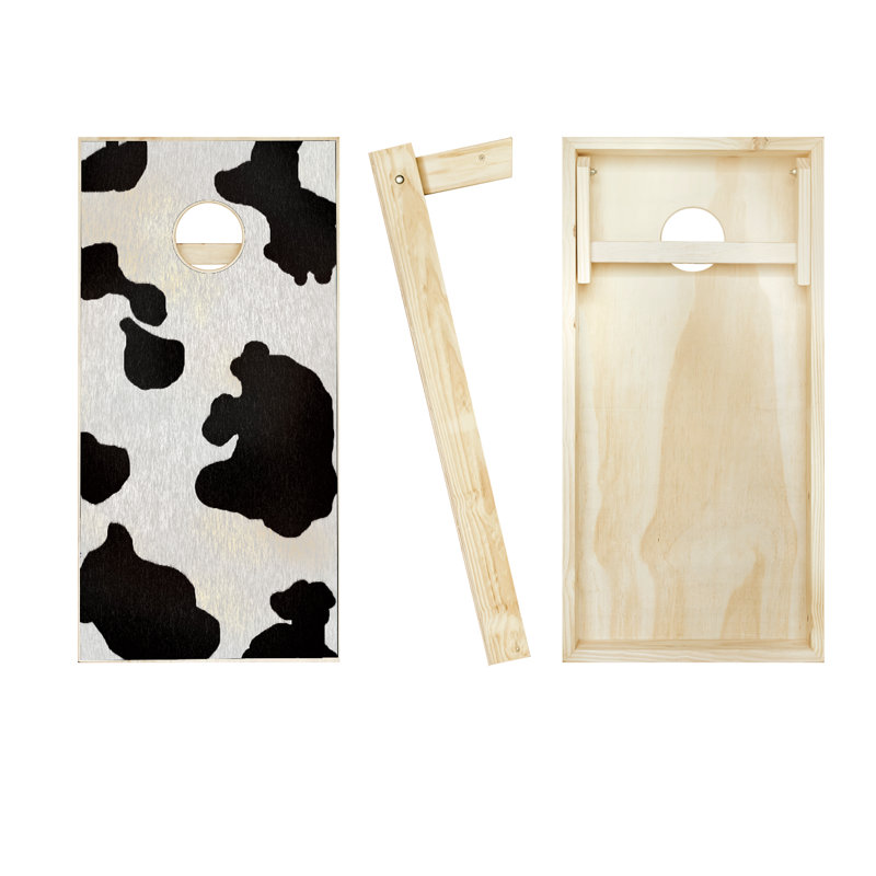 Ensemble de cornhole en bois de vache 2 'x 4' avec sacs, Rouge / noir
