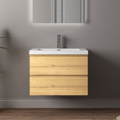 Ensemble de meuble-lavabo mural simple 30 po A.Oak