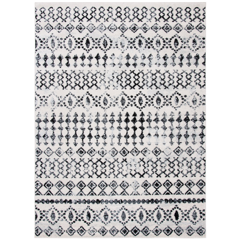Tapis ivoire / noir Jorah Southwestern, Rectangle 6 pi 7 po x 9 pi