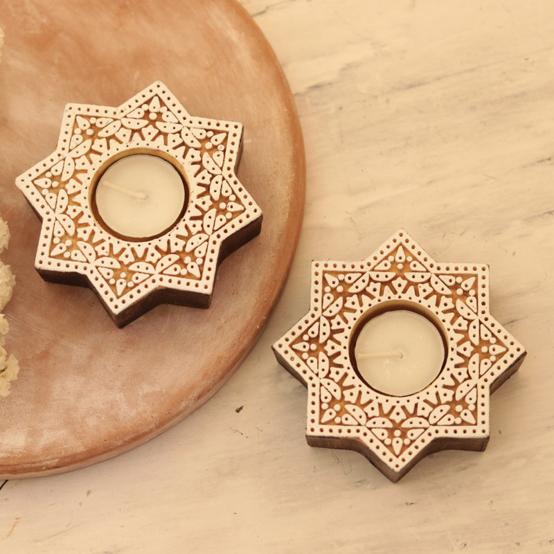 1.1'' H Wood Tabletop Tealight Holder