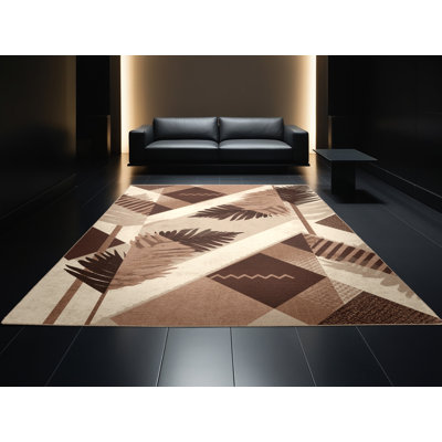 Machine Washable Orlandra Pandanus Modern & Contemporary Geometric Rug in Beige – Beige Binding