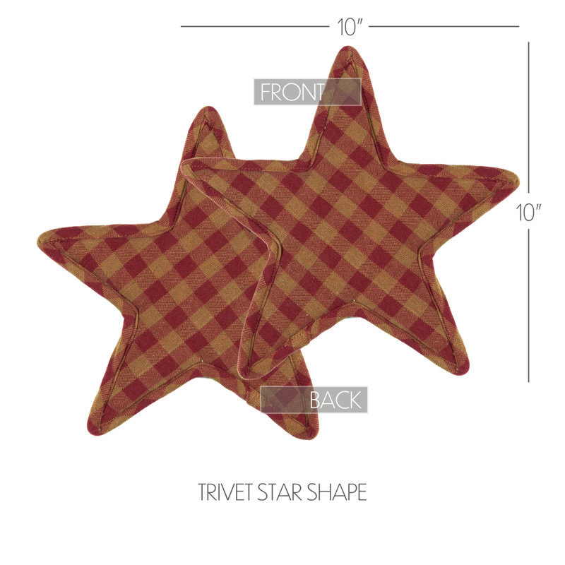 Navy Star Cotton 1 Piece Trivet, Burgundy