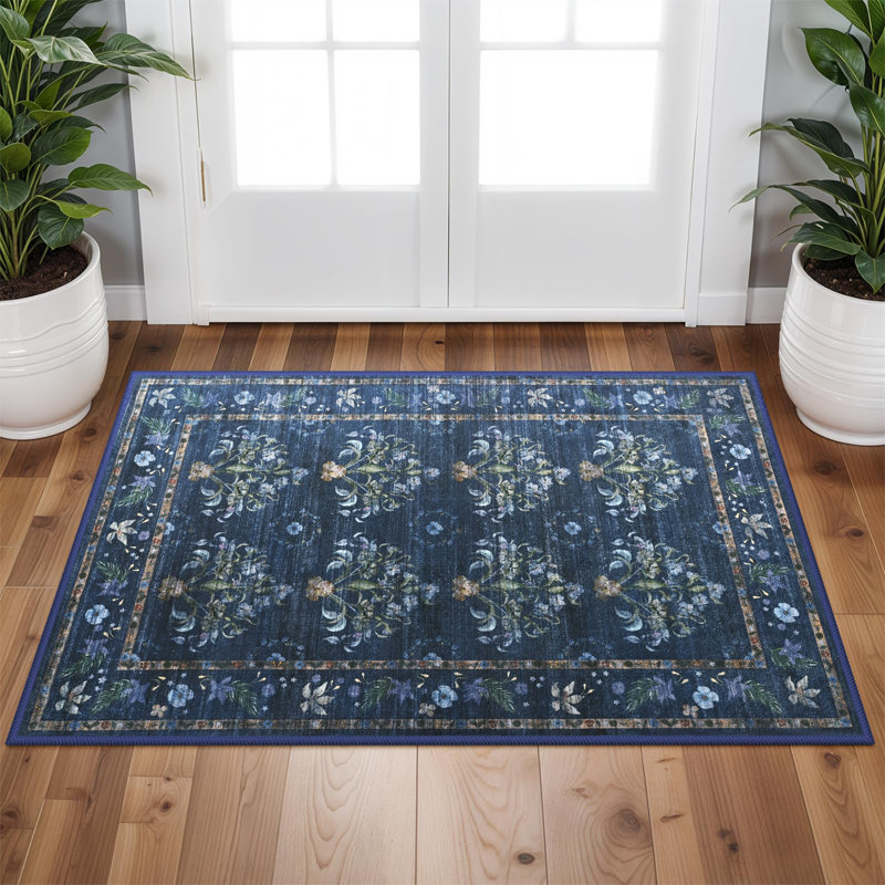 Straub Large Floral Rugs Living Room Rug Washable Bedroom Rug Non-Slip Colorful Vintage Accent Floor Carpet For Home Decor