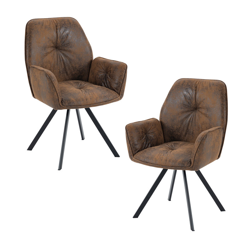 Aghaboy 49cm H Upholstered Metal Armchair, Brown