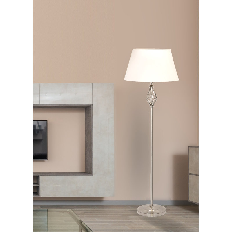 Backus 165cm Traditional Twist Floor Lamp, Silver, Ivory